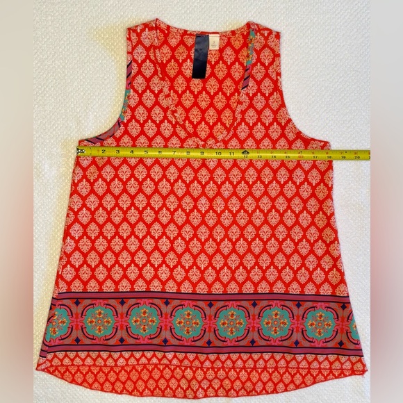 Orange Sleeveless Tank Top with Scoop Neckline - Picture 5 of 8